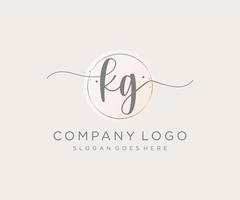 logo féminin initial kg. utilisable pour les logos nature, salon, spa, cosmétique et beauté. élément de modèle de conception de logo vectoriel plat.