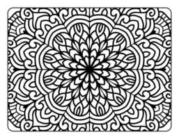 page de coloriage pour adulte, page de livre de coloriage avec motif de mandala floral, page de coloriage de mandala adulte pour la détente vecteur