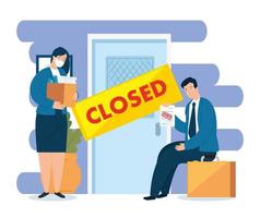 coronavirus, chômage, sans emploi de Covid 19, entreprise fermée et entreprise fermée, gens d'affaires, entreprise porte fermée vecteur
