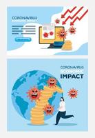 coronavirus 2019 ncov impact sur l'économie mondiale, le virus covid 19 ralentit l'économie, impact sur l'économie mondiale covid 19 vecteur