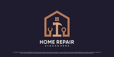 modèle de conception de logo de réparation à domicile avec élément créatif et concept unique vecteur