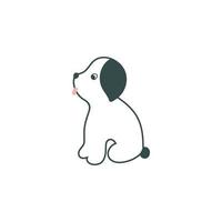 chiot mignon. chien blanc avec oreille, nez et queue noirs est assis. vecteur