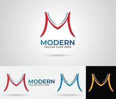 création de logo lettre m avec des couleurs rouges, bleues et dorées, modèle vectoriel de conception de logo d'entreprise moderne