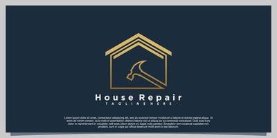 création de logo de réparation de maison avec concept créatif d'icône de marteau vecteur