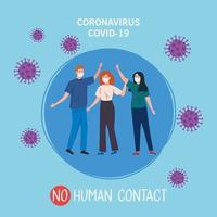 pas de contact humain, les personnes utilisant un masque facial contre le coronavirus 2019 ncov vecteur