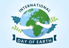 joyeux jour de la terre le 22 avril illustration avec environnement de carte du monde en dessin animé plat dessiné à la main pour des modèles de bannière web ou de page de destination vecteur