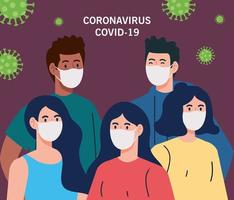 personnes utilisant un masque de protection médicale contre le coronavirus 2019 ncov vecteur