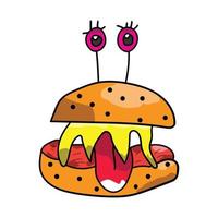 illustrations vectorielles de burger monstre pour votre logo de travail, t-shirt de marchandise, autocollants et conceptions d'étiquettes, affiche, cartes de voeux publicité entreprise ou marques vecteur