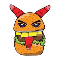 illustrations vectorielles de burger monstre pour votre logo de travail, t-shirt de marchandise, autocollants et conceptions d'étiquettes, affiche, cartes de voeux publicité entreprise ou marques vecteur