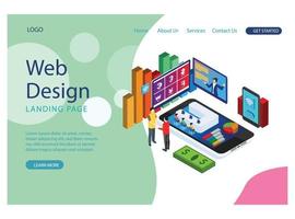 le concept moderne d'analyse graphique isométrique et de traitement de données en ligne. illustration vectorielle en ligne adaptée aux diagrammes, infographies, ressources de jeu et autres ressources graphiques vecteur