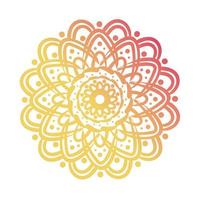 icône de style de silhouette florale mandala circulaire rose et orange vecteur