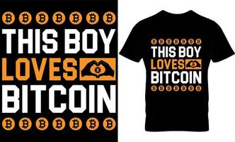 ce garçon aime le bitcoin. modèle de conception de t-shirt bitcoin. vecteur