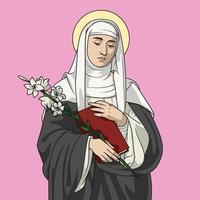 sainte catherine de sienne illustration vectorielle colorée vecteur