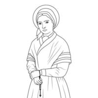 sainte bernadette soubirous illustration vectorielle contour monochrome vecteur