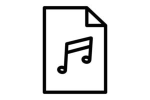 illustration d'icône de musique de fichier. icône liée au lecteur de musique. style d'icône de ligne. conception de vecteur simple modifiable