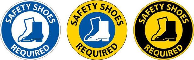 étiquette signalétique au sol, chaussures de sécurité obligatoires vecteur