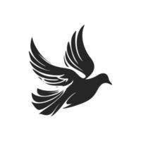 élégant logo colombe noir et blanc. idéal pour un large éventail d'industries. vecteur