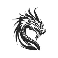 faites une déclaration audacieuse avec notre superbe logo de tête de dragon moderne noir et blanc. vecteur