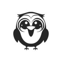 logo hibou noir et blanc mignon et positif. vecteur