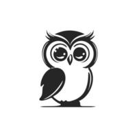 logo hibou positif et mignon noir sur fond blanc. vecteur