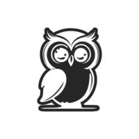 logo hibou noir et blanc mignon et positif. vecteur