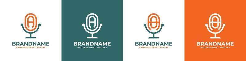 logo podcast lettre ao ou oa, adapté à toute entreprise liée au microphone avec des initiales ao ou oa. vecteur