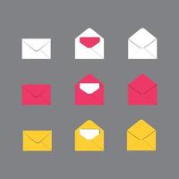 vecteur d'icône de courrier avec du papier rouge