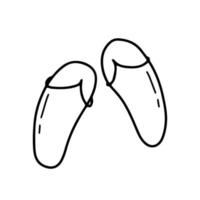 chaussures de plage, pantoufles en caoutchouc. vacances d'été à la plage. illustration de vecteur de doodle fine ligne dessinés à la main isolé sur blanc