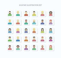 pack d'icônes plates de profil d'utilisateur d'avatar multiracial vecteur