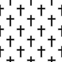 modèle sans couture avec des croix chrétiennes noires sur une illustration d'art vectoriel de fond blanc.