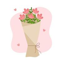 jolie illustration d'un bouquet de fleurs. romantique, petit ami, salutation. parfait pour les sujets du 8 mars, de la saint valentin, de la fête des mères, de l'anniversaire, du festival, de la célébration. vecteur