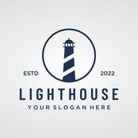 création de logo créatif de construction de tour de phare de mer avec modèle vectoriel vintage de projecteurs.