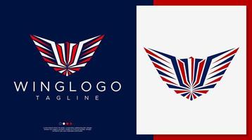 modèle de conception de logo d'aile des états-unis. vecteur de conception de logo d'aile abstraite.