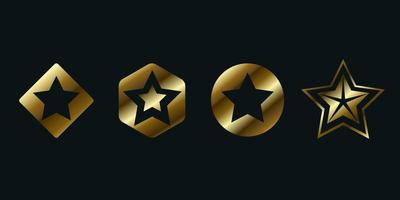 groupe d'étoiles de luxe en or, ensemble de formes d'étoiles premium, symboles, icônes vecteur