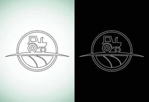 conception de logo de style tracteur ou ferme, adaptée à toute entreprise liée aux industries agricoles. vecteur