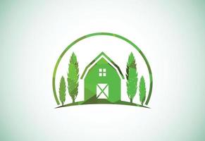 modèle de logo de style low poly de maison de ferme, symbole de signe d'icône d'agriculture vecteur