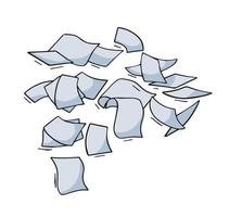 les dossiers papier des documents tombent. feuilles volantes. feuille blanche. vecteur