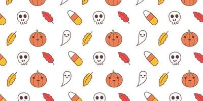 motif d'halloween simple avec une illustration mignonne de crâne et de fantôme. conception de papier peint enfantin pour le thème des vacances vecteur