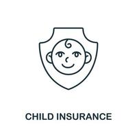 icône d'assurance enfant de la collection d'assurance. icône d'assurance enfant en ligne simple pour les modèles, la conception Web et les infographies vecteur