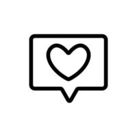 message avec le vecteur d'icône de coeur. illustration de symbole de contour isolé
