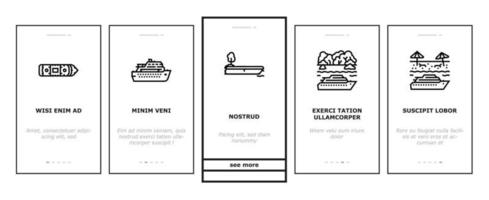 vecteur de jeu d'icônes d'embarquement de plaisir de vacances de bateau de croisière