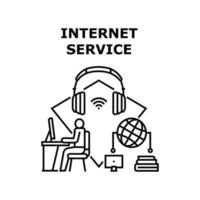 illustration noire de concept de vecteur de service internet