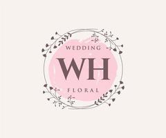 wh initiales lettre modèle de logos de monogramme de mariage, modèles minimalistes et floraux modernes dessinés à la main pour cartes d'invitation, réservez la date, identité élégante. vecteur