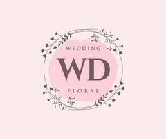 wd initiales lettre modèle de logos de monogramme de mariage, modèles minimalistes et floraux modernes dessinés à la main pour cartes d'invitation, réservez la date, identité élégante. vecteur