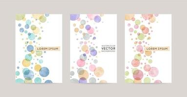 modèle de conception de carte de vecteur avec des bulles colorées, décoration aquarelle sur fond blanc