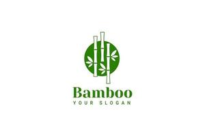 modèle de conception de logo en bambou vert vecteur