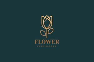 logo de fleur de lotus abstrait beauté spa salon cosmétiques marque style linéaire. modèle de mode de luxe de vecteur de conception de logo de feuilles en boucle.