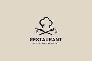 création de logo rétro simple chef et restaurant vecteur