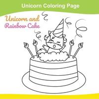 page de feuille de travail de coloriage de licorne. activité de coloriage pour les enfants. illustration de licorne mignonne. contour de vecteur pour la coloration.