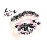 maquillage romantique, cils longs et luxuriants, style, amour du maquillage, mode vecteur